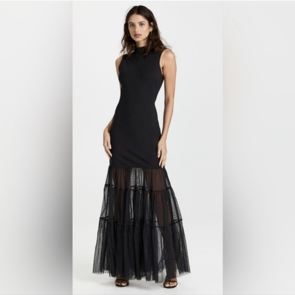 NWT Staud Black Daffodil Sleeveless Tiered Hem Maxi Dress Size Medium - Picture 9 of 13